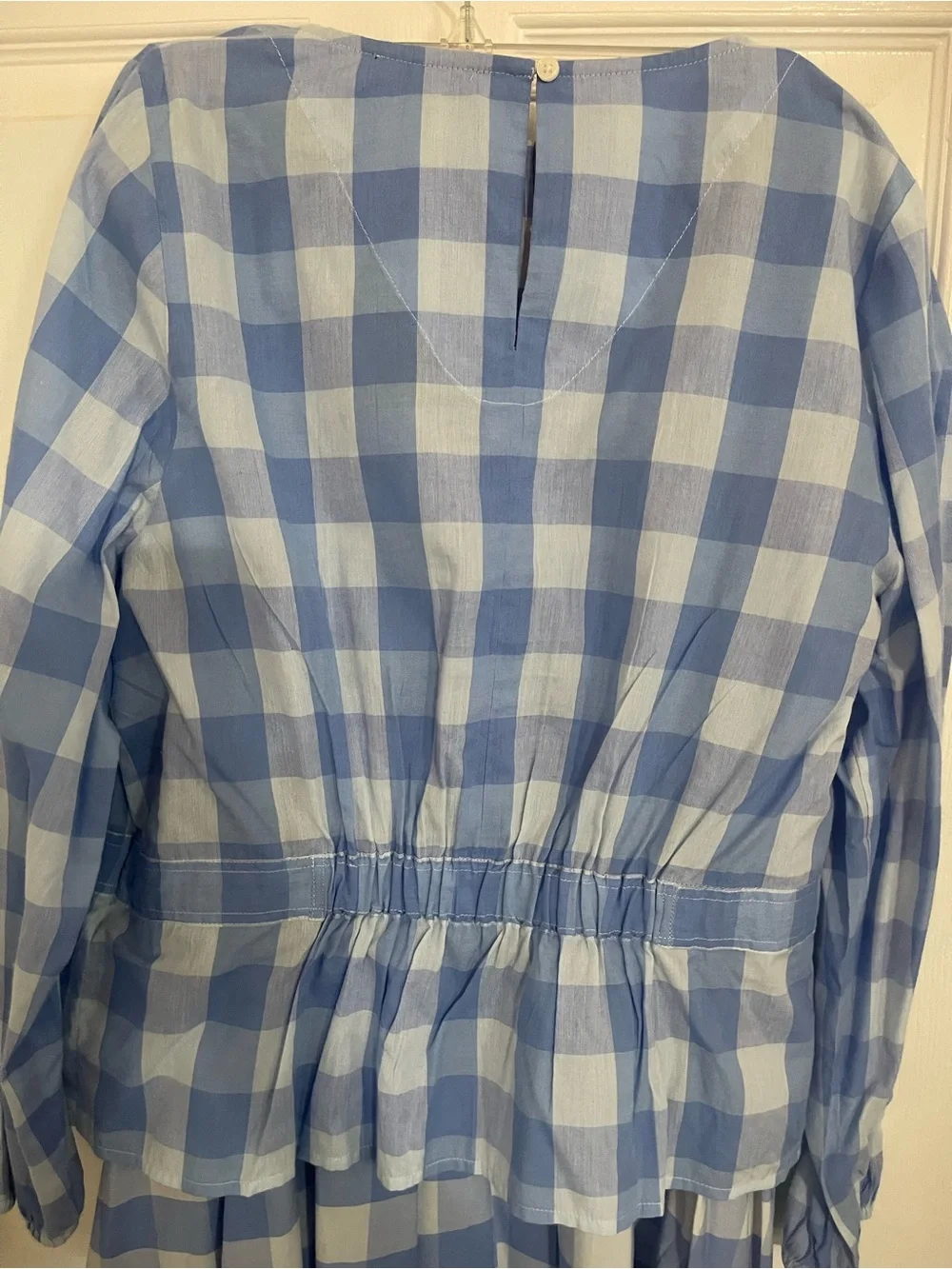 J. Crew Blue and White Gingham NWT Tie-Front top and matching skirt